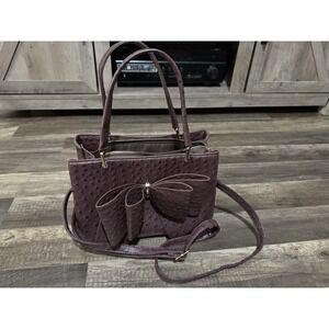 Crossi New York‎ Bow Shoulder Hand Bag Detachable Crossbody Strap Faux Ostrich